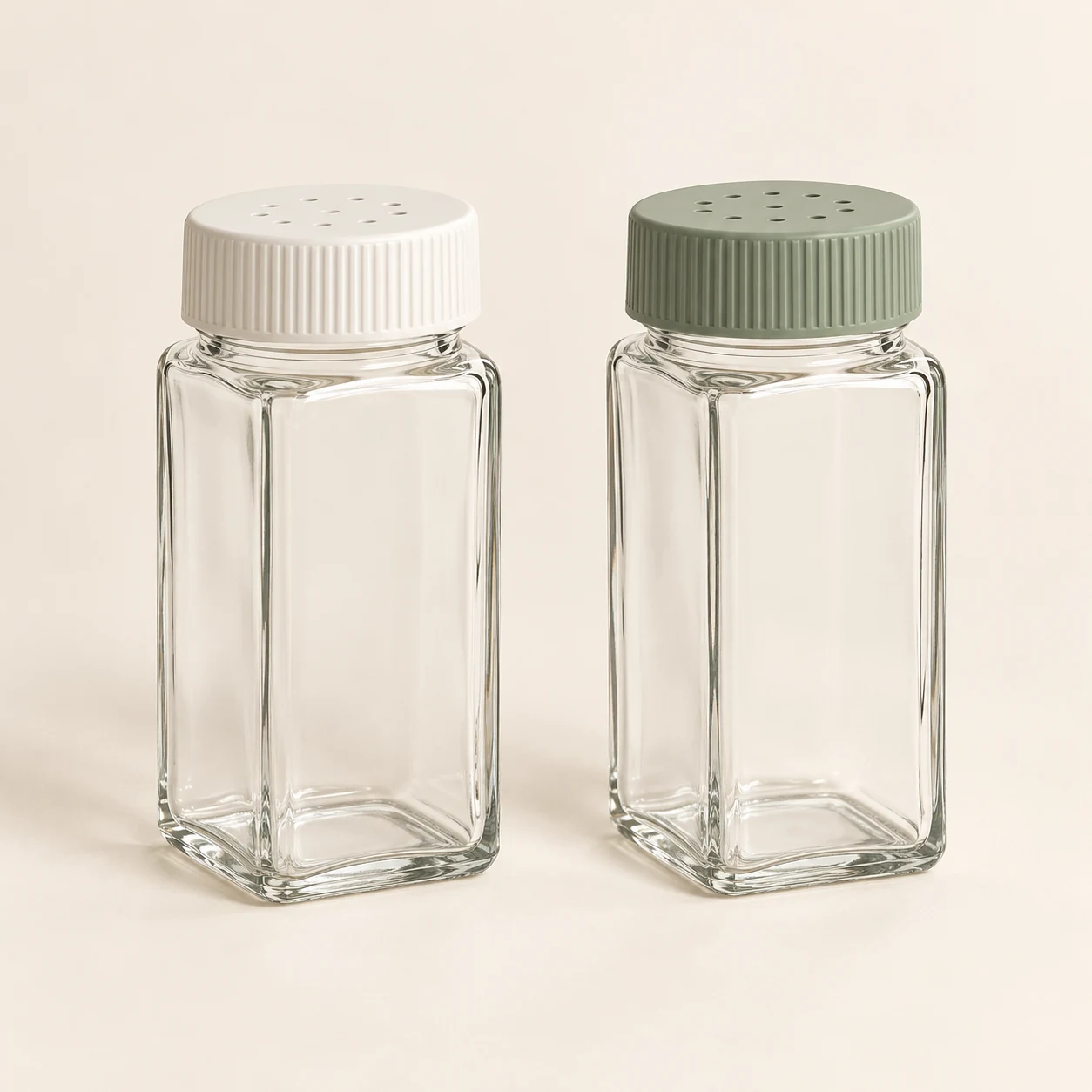 Line Square Spice Jar — Chalk, Sage