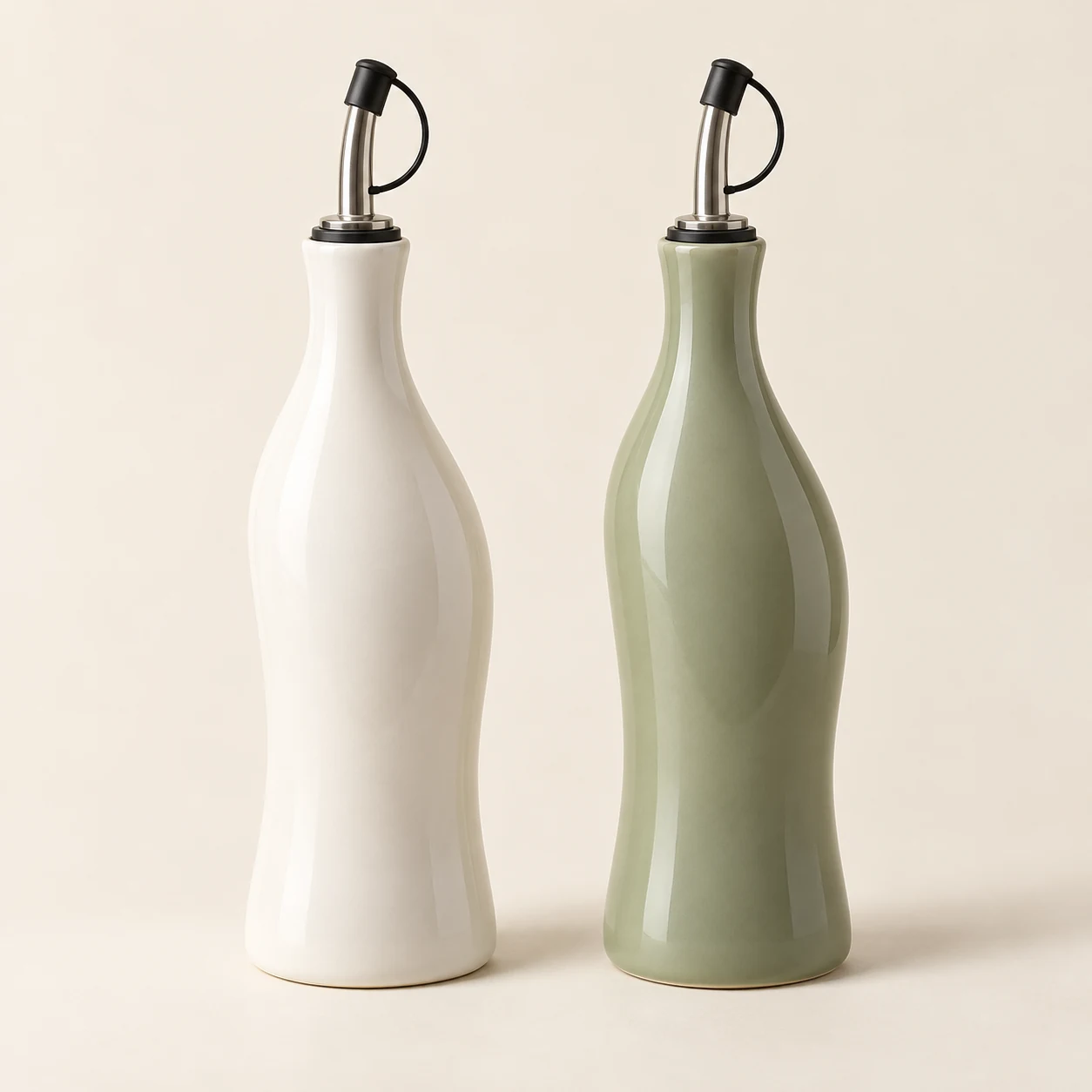 Arc Ceramic Oil Bottle — Chalk, Sage